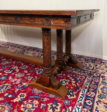 Load image into Gallery viewer, Antique French Renaissance Revival Farmhouse Dining Table Baluster Oak c.1900