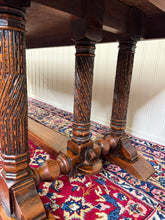 Load image into Gallery viewer, Antique French Renaissance Revival Farmhouse Dining Table Baluster Oak c.1900