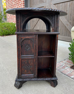 Antique English Revolving Bookcase Display Cabinet Round Table Top Oak c. 1894