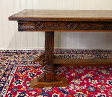 Load image into Gallery viewer, Antique French Renaissance Revival Farmhouse Dining Table Baluster Oak c.1900