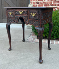 Load image into Gallery viewer, Antique English Georgian Table Desk Nightstand PETITE Lowboy Highly Carved Oak