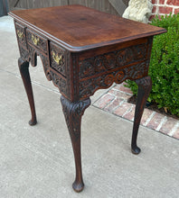 Load image into Gallery viewer, Antique English Georgian Table Desk Nightstand PETITE Lowboy Highly Carved Oak