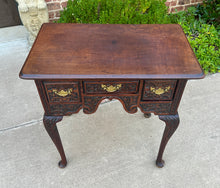 Load image into Gallery viewer, Antique English Georgian Table Desk Nightstand PETITE Lowboy Highly Carved Oak