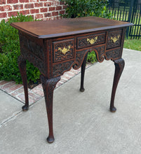 Load image into Gallery viewer, Antique English Georgian Table Desk Nightstand PETITE Lowboy Highly Carved Oak