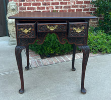 Load image into Gallery viewer, Antique English Georgian Table Desk Nightstand PETITE Lowboy Highly Carved Oak