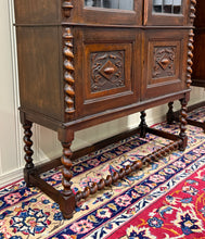 Load image into Gallery viewer, Antique PAIR English Jacobean Bookcases Bookshelves Cabinets Leaded Glass Oak