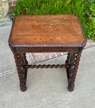 Load image into Gallery viewer, Antique French Side End Table BARLEY TWIST Carved Oak Renaissance Drawer 19th C