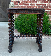 Load image into Gallery viewer, Antique French Side End Table BARLEY TWIST Carved Oak Renaissance Drawer 19th C