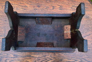 Antique English Kettle Stand Small Footstool Bench Carved Oak c. 1920s-30s