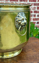 Load image into Gallery viewer, Antique English Brass Planter Lion Heads Flowerpot Pub Scenes c.1930