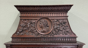 Antique French Fireplace Mantel Surround Renaissance Revival Carved Oak 19thC