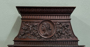 Antique French Fireplace Mantel Surround Renaissance Revival Carved Oak 19thC