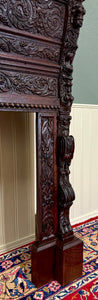 Antique French Fireplace Mantel Surround Renaissance Revival Carved Oak 19thC