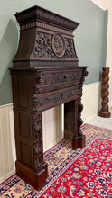 Load image into Gallery viewer, Antique French Fireplace Mantel Surround Renaissance Revival Carved Oak 19thC