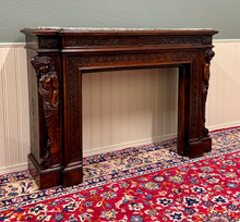 Load image into Gallery viewer, Antique French Fireplace Mantel Surround Marble Top Renaissance Revival Oak 19C