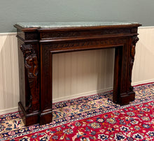 Load image into Gallery viewer, Antique French Fireplace Mantel Surround Marble Top Renaissance Revival Oak 19C