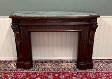Load image into Gallery viewer, Antique French Fireplace Mantel Surround Marble Top Renaissance Revival Oak 19C