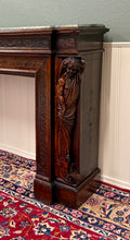 Load image into Gallery viewer, Antique French Fireplace Mantel Surround Marble Top Renaissance Revival Oak 19C