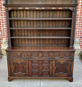 Antique English Jacobean Oak Welsh Plate Dresser Sideboard Server c. 1900