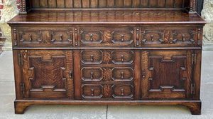 Antique English Jacobean Oak Welsh Plate Dresser Sideboard Server c. 1900