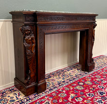 Load image into Gallery viewer, Antique French Fireplace Mantel Surround Marble Top Renaissance Revival Oak 19C