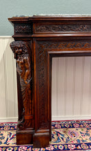 Load image into Gallery viewer, Antique French Fireplace Mantel Surround Marble Top Renaissance Revival Oak 19C