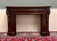 Load image into Gallery viewer, Antique French Fireplace Mantel Surround Marble Top Renaissance Revival Oak 19C