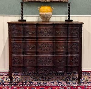Antique French Chest of Drawers Commode Serpentine Carved Oak Louis XV