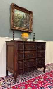 Antique French Chest of Drawers Commode Serpentine Carved Oak Louis XV