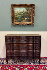 Antique French Chest of Drawers Commode Serpentine Carved Oak Louis XV