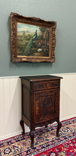 Antique French Louis XV Nightstand Cabinet Storage Drawer Oak 2 of 2 1920s