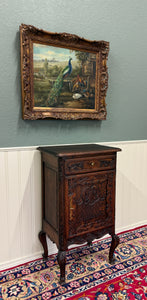 Antique French Louis XV Nightstand Cabinet Storage Drawer Oak 2 of 2 1920s