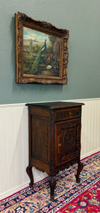 Antique French Louis XV Nightstand Cabinet Storage Drawer Oak 2 of 2 1920s