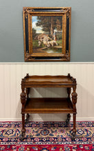 Load image into Gallery viewer, Antique English Trolley Tea Cart Pastry Cocktail Bar Cart Tray Tudor Oak 1930s 1
