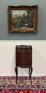 Antique French Louis XV Music Cabinet Side Table Drawer Carved Rosewood