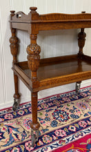 Load image into Gallery viewer, Antique English Trolley Tea Cart Pastry Cocktail Bar Cart Tray Tudor Oak 1930s 1