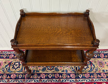 Load image into Gallery viewer, Antique English Trolley Tea Cart Pastry Cocktail Bar Cart Tray Tudor Oak 1930s 1