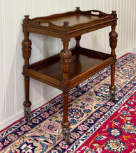 Load image into Gallery viewer, Antique English Trolley Tea Cart Pastry Cocktail Bar Cart Tray Tudor Oak 1930s 1
