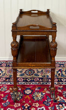 Load image into Gallery viewer, Antique English Trolley Tea Cart Pastry Cocktail Bar Cart Tray Tudor Oak 1930s 1