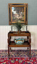 Load image into Gallery viewer, Antique English Trolley Tea Cart Pastry Cocktail Bar Cart Tray Tudor Oak 1930s 1