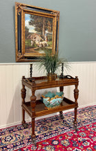 Load image into Gallery viewer, Antique English Trolley Tea Cart Pastry Cocktail Bar Cart Tray Tudor Oak 1930s 1