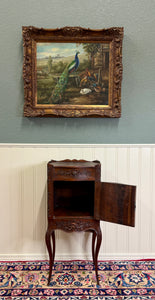 Antique French Louis XV Music Cabinet Side Table Drawer Carved Rosewood