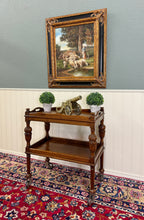 Load image into Gallery viewer, Antique English Trolley Tea Cart Pastry Cocktail Bar Cart Tray Tudor Oak 1930s 1