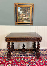 Load image into Gallery viewer, Antique French Henri II Style Writing Desk Barley Twist Carved Walnut 19th C