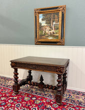 Load image into Gallery viewer, Antique French Henri II Style Writing Desk Barley Twist Carved Walnut 19th C
