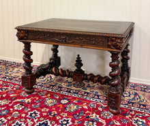 Load image into Gallery viewer, Antique French Henri II Style Writing Desk Barley Twist Carved Walnut 19th C