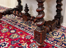 Load image into Gallery viewer, Antique French Henri II Style Writing Desk Barley Twist Carved Walnut 19th C