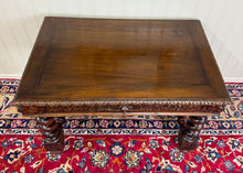 Load image into Gallery viewer, Antique French Henri II Style Writing Desk Barley Twist Carved Walnut 19th C
