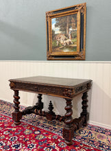 Load image into Gallery viewer, Antique French Henri II Style Writing Desk Barley Twist Carved Walnut 19th C