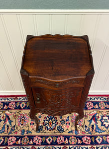 Antique French Louis XV Music Cabinet Side Table Drawer Carved Rosewood